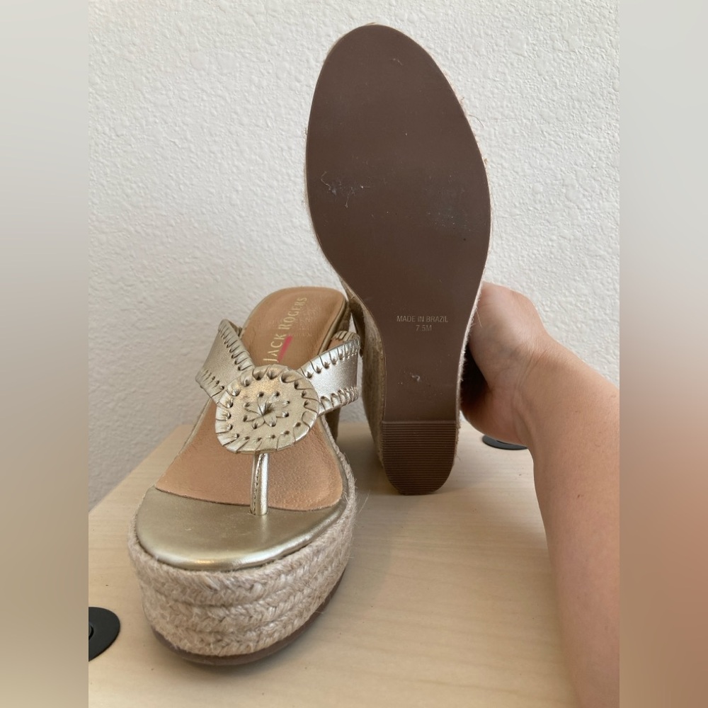 Jack Rogers Metallic Gold Espadrille Wedges - Picture 8 of 8
